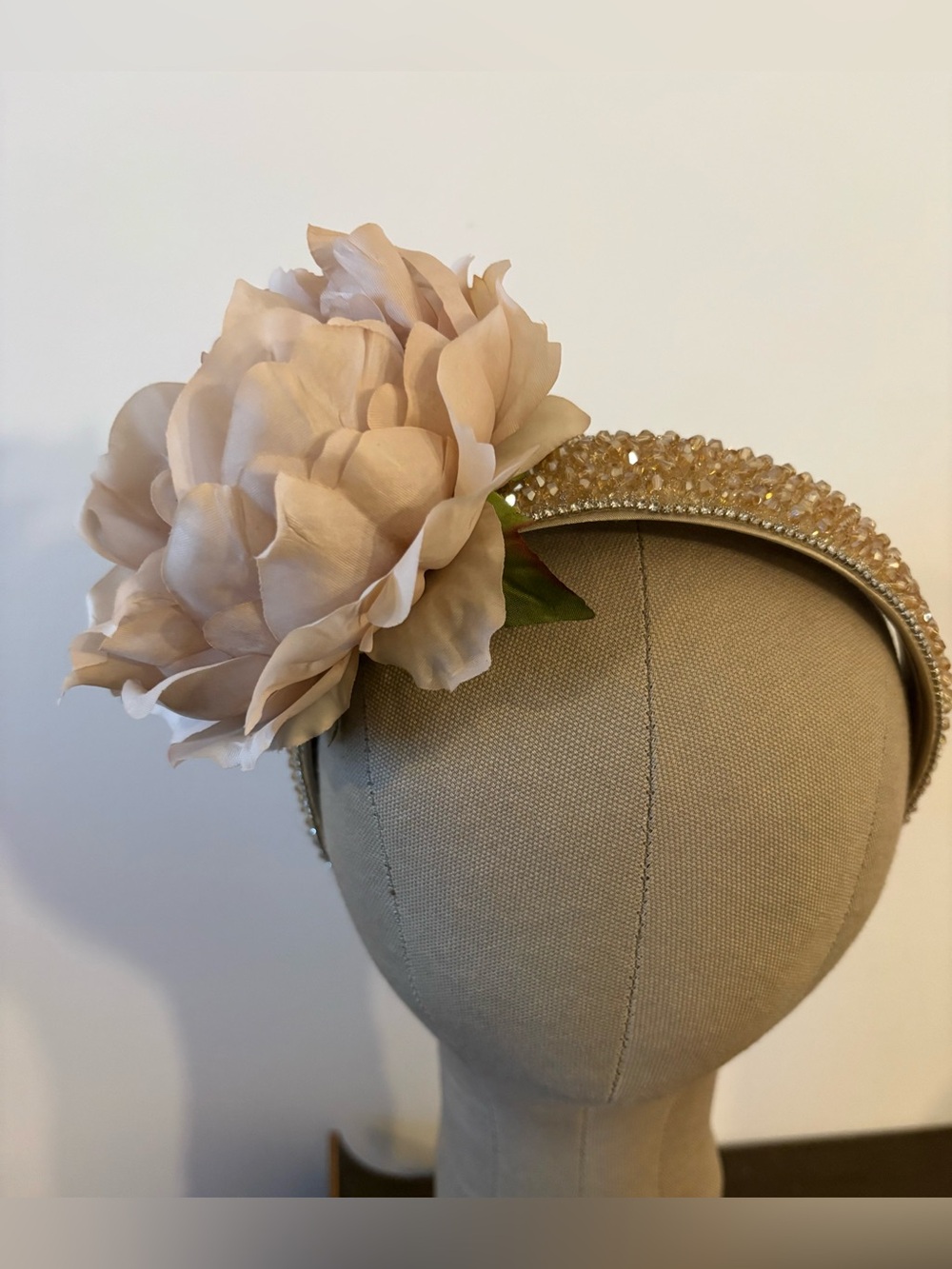 Blush Floral Crystal-Trim Headband for Women